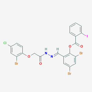 2,4-dibromo-6-[(E)-{2-[(2-bromo-4-chlorophenoxy)acetyl]hydrazinylidene}methyl]phenyl 2-iodobenzoate