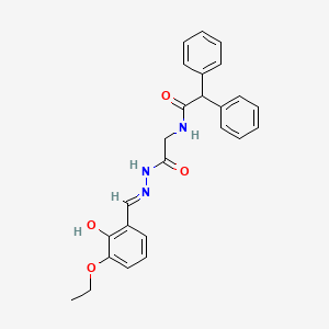 molecular formula C25H25N3O4 B11110883 N-{2-[(2E)-2-(3-Ethoxy-2-hydroxybenzylidene)hydrazino]-2-oxoethyl}-2,2-diphenylacetamide 