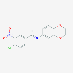 molecular formula C15H11ClN2O4 B11110923 N-[(E)-(4-chloro-3-nitrophenyl)methylidene]-2,3-dihydro-1,4-benzodioxin-6-amine 