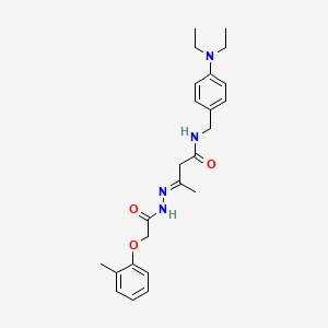 (3E)-N-[4-(diethylamino)benzyl]-3-{2-[(2-methylphenoxy)acetyl]hydrazinylidene}butanamide