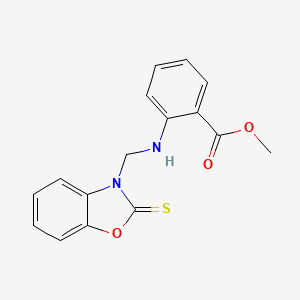 molecular formula C16H14N2O3S B11110956 methyl 2-{[(2-thioxo-1,3-benzoxazol-3(2H)-yl)methyl]amino}benzoate 