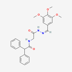 molecular formula C26H27N3O5 B11110969 N-(2-Oxo-2-{2-[(Z)-1-(3,4,5-trimethoxyphenyl)methylidene]hydrazino}ethyl)-2,2-diphenylacetamide 