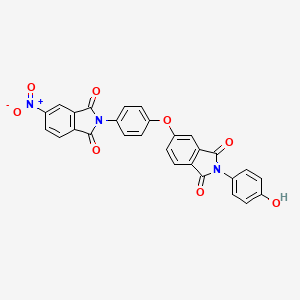 molecular formula C28H15N3O8 B11110976 2-(4-hydroxyphenyl)-5-[4-(5-nitro-1,3-dioxo-1,3-dihydro-2H-isoindol-2-yl)phenoxy]-1H-isoindole-1,3(2H)-dione 