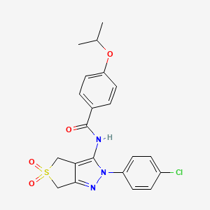 molecular formula C21H20ClN3O4S B11111008 N-(2-(4-chlorophenyl)-5,5-dioxido-4,6-dihydro-2H-thieno[3,4-c]pyrazol-3-yl)-4-isopropoxybenzamide 