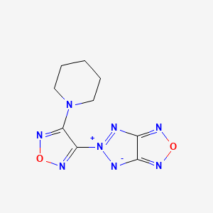 molecular formula C9H10N8O2 B11111022 7-(4-piperidin-1-yl-1,2,5-oxadiazol-3-yl)-3-oxa-2,4,6-triaza-7-azonia-8-azanidabicyclo[3.3.0]octa-1,4,6-triene 