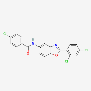 molecular formula C20H11Cl3N2O2 B11111077 4-chloro-N-[2-(2,4-dichlorophenyl)-1,3-benzoxazol-5-yl]benzamide 