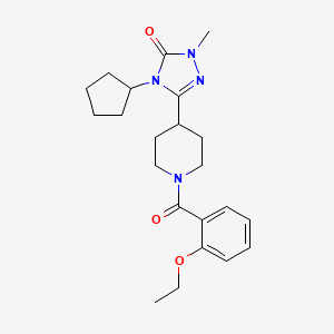 molecular formula C22H30N4O3 B11111101 4-cyclopentyl-3-(1-(2-ethoxybenzoyl)piperidin-4-yl)-1-methyl-1H-1,2,4-triazol-5(4H)-one 