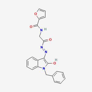 molecular formula C22H18N4O4 B11111116 N-({N'-[(3E)-1-Benzyl-2-oxo-2,3-dihydro-1H-indol-3-ylidene]hydrazinecarbonyl}methyl)furan-2-carboxamide 