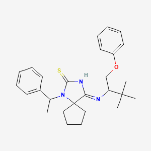 molecular formula C27H35N3OS B11111119 (4Z)-4-[(3,3-dimethyl-1-phenoxybutan-2-yl)imino]-1-(1-phenylethyl)-1,3-diazaspiro[4.4]nonane-2-thione 