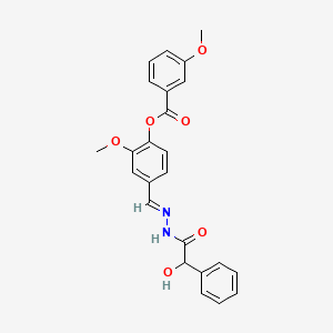 molecular formula C24H22N2O6 B11111206 4-[(E)-{2-[hydroxy(phenyl)acetyl]hydrazinylidene}methyl]-2-methoxyphenyl 3-methoxybenzoate 