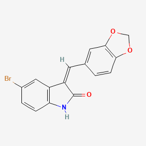 molecular formula C16H10BrNO3 B11111216 (3Z)-3-(1,3-benzodioxol-5-ylmethylidene)-5-bromo-1,3-dihydro-2H-indol-2-one 