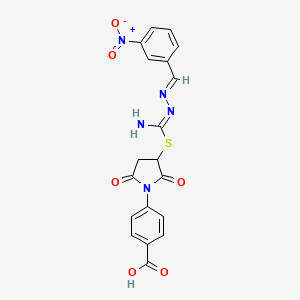 4-[3-({imino[(2E)-2-(3-nitrobenzylidene)hydrazinyl]methyl}sulfanyl)-2,5-dioxopyrrolidin-1-yl]benzoic acid