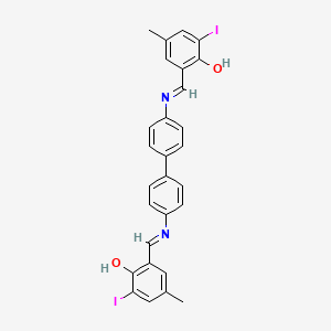 molecular formula C28H22I2N2O2 B11111237 2,2'-{Biphenyl-4,4'-diylbis[nitrilo({E})methylylidene]}bis(6-iodo-4-methylphenol) 