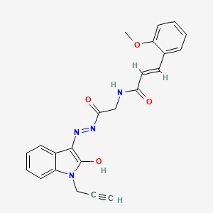 molecular formula C23H20N4O4 B11111247 (2E)-3-(2-Methoxyphenyl)-N-({N'-[(3E)-2-oxo-1-(prop-2-YN-1-YL)-2,3-dihydro-1H-indol-3-ylidene]hydrazinecarbonyl}methyl)prop-2-enamide 