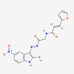 molecular formula C17H13N5O6 B11111252 (2E)-3-(Furan-2-YL)-N-({N'-[(3E)-5-nitro-2-oxo-2,3-dihydro-1H-indol-3-ylidene]hydrazinecarbonyl}methyl)prop-2-enamide 