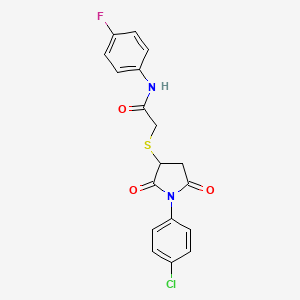 2-{[1-(4-chlorophenyl)-2,5-dioxopyrrolidin-3-yl]sulfanyl}-N-(4-fluorophenyl)acetamide