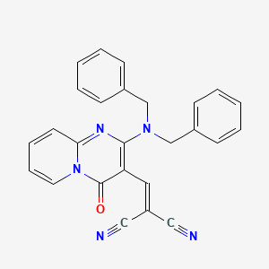 molecular formula C26H19N5O B11111303 {[2-(dibenzylamino)-4-oxo-4H-pyrido[1,2-a]pyrimidin-3-yl]methylidene}propanedinitrile 