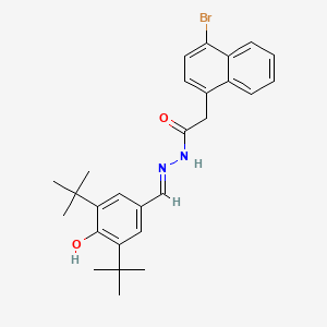 molecular formula C27H31BrN2O2 B11111335 2-(4-bromonaphthalen-1-yl)-N'-[(E)-(3,5-di-tert-butyl-4-hydroxyphenyl)methylidene]acetohydrazide 