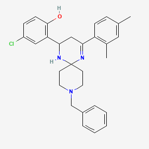 molecular formula C29H32ClN3O B11111360 2-[9-Benzyl-4-(2,4-dimethylphenyl)-1,5,9-triazaspiro[5.5]undec-4-en-2-yl]-4-chlorophenol 