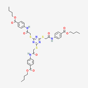 Butyl 4-[(2-{[4,6-bis({2-[4-(butoxycarbonyl)anilino]-2-oxoethyl}sulfanyl)-1,3,5-triazin-2-YL]sulfanyl}acetyl)amino]benzoate