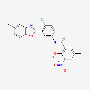 2-[(E)-{[4-chloro-3-(5-methyl-1,3-benzoxazol-2-yl)phenyl]imino}methyl]-4-methyl-6-nitrophenol