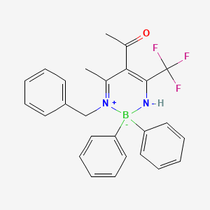 molecular formula C26H24BF3N2O B11111390 {4-(amino-kappaN)-3-[1-(benzylimino-kappaN)ethyl]-5,5,5-trifluoropent-3-en-2-onato}(diphenyl)boron 