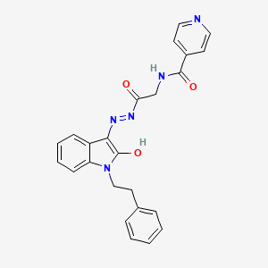 N-({N'-[(3Z)-2-Oxo-1-(2-phenylethyl)-2,3-dihydro-1H-indol-3-ylidene]hydrazinecarbonyl}methyl)pyridine-4-carboxamide