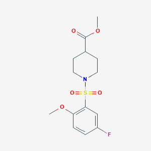 molecular formula C14H18FNO5S B11111414 Methyl 1-[(5-fluoro-2-methoxyphenyl)sulfonyl]piperidine-4-carboxylate 