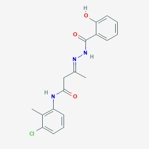 molecular formula C18H18ClN3O3 B11111430 (3E)-N-(3-chloro-2-methylphenyl)-3-{2-[(2-hydroxyphenyl)carbonyl]hydrazinylidene}butanamide 