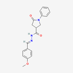 molecular formula C19H19N3O3 B11111444 N'-[(E)-(4-methoxyphenyl)methylidene]-5-oxo-1-phenylpyrrolidine-3-carbohydrazide 