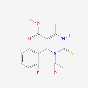 molecular formula C15H15FN2O3S B11111472 Methyl 3-acetyl-4-(2-fluorophenyl)-6-methyl-2-thioxo-1,2,3,4-tetrahydropyrimidine-5-carboxylate 