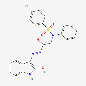 4-Chloro-N-({N'-[(3E)-2-oxo-2,3-dihydro-1H-indol-3-ylidene]hydrazinecarbonyl}methyl)-N-phenylbenzene-1-sulfonamide