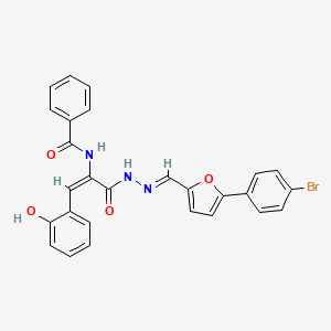 N-[(1E)-3-[(2E)-2-{[5-(4-bromophenyl)furan-2-yl]methylidene}hydrazinyl]-1-(2-hydroxyphenyl)-3-oxoprop-1-en-2-yl]benzamide