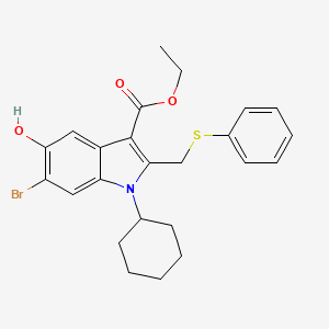 molecular formula C24H26BrNO3S B11111511 ethyl 6-bromo-1-cyclohexyl-5-hydroxy-2-[(phenylsulfanyl)methyl]-1H-indole-3-carboxylate 