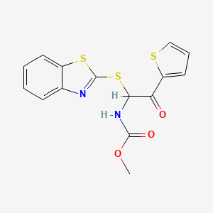 molecular formula C15H12N2O3S3 B11111521 methyl N-[1-(1,3-benzothiazol-2-ylsulfanyl)-2-oxo-2-(2-thienyl)ethyl]carbamate 