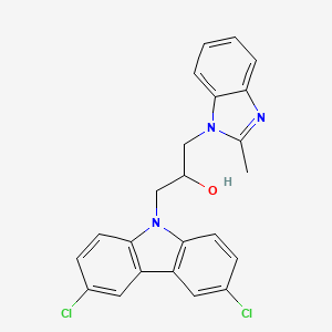 molecular formula C23H19Cl2N3O B11111554 9H-Carbazole-9-ethanol, 3,6-dichloro-alpha-[(2-methyl-1H-benzimidazol-1-yl)methyl]- CAS No. 301160-16-7