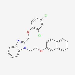 molecular formula C26H20Cl2N2O2 B11111575 2-[(2,4-dichlorophenoxy)methyl]-1-[2-(naphthalen-2-yloxy)ethyl]-1H-benzimidazole 