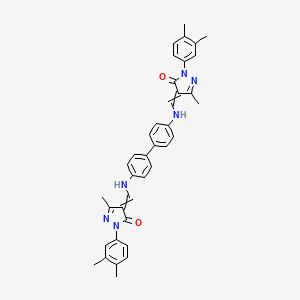 molecular formula C38H36N6O2 B11111600 4,4'-[biphenyl-4,4'-diylbis(iminomethylylidene)]bis[2-(3,4-dimethylphenyl)-5-methyl-2,4-dihydro-3H-pyrazol-3-one] 