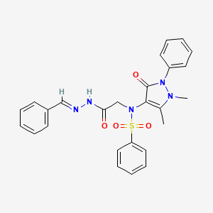 N-(1,5-Dimethyl-3-oxo-2-phenyl-2,3-dihydro-1H-pyrazol-4-YL)-N-({N'-[(E)-phenylmethylidene]hydrazinecarbonyl}methyl)benzenesulfonamide