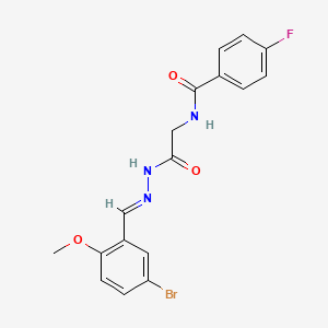 N-{2-[(2E)-2-(5-bromo-2-methoxybenzylidene)hydrazino]-2-oxoethyl}-4-fluorobenzamide