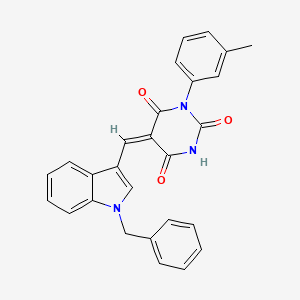 molecular formula C27H21N3O3 B11111765 (5E)-5-[(1-benzyl-1H-indol-3-yl)methylidene]-1-(3-methylphenyl)pyrimidine-2,4,6(1H,3H,5H)-trione 