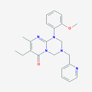 molecular formula C22H25N5O2 B11111773 7-ethyl-1-(2-methoxyphenyl)-8-methyl-3-(2-pyridylmethyl)-1,2,3,4-tetrahydro-6H-pyrimido[1,2-a][1,3,5]triazin-6-one 