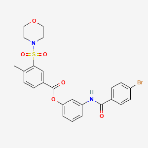 molecular formula C25H23BrN2O6S B11111794 3-{[(4-Bromophenyl)carbonyl]amino}phenyl 4-methyl-3-(morpholin-4-ylsulfonyl)benzoate 