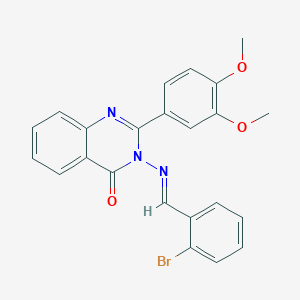 molecular formula C23H18BrN3O3 B11111874 3-{[(E)-(2-bromophenyl)methylidene]amino}-2-(3,4-dimethoxyphenyl)quinazolin-4(3H)-one 