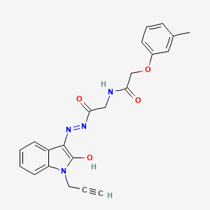 2-(3-Methylphenoxy)-N-({N'-[(3Z)-2-oxo-1-(prop-2-YN-1-YL)-2,3-dihydro-1H-indol-3-ylidene]hydrazinecarbonyl}methyl)acetamide