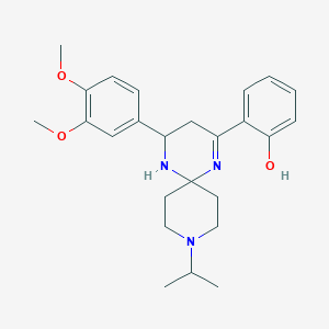 molecular formula C25H33N3O3 B11111983 2-[4-(3,4-Dimethoxyphenyl)-9-(propan-2-yl)-1,5,9-triazaspiro[5.5]undec-1-en-2-yl]phenol 