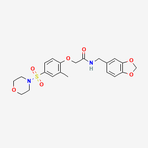 molecular formula C21H24N2O7S B11112001 N-(1,3-benzodioxol-5-ylmethyl)-2-[2-methyl-4-(morpholin-4-ylsulfonyl)phenoxy]acetamide 