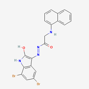 molecular formula C20H14Br2N4O2 B11112047 N'-[(3Z)-5,7-Dibromo-2-oxo-2,3-dihydro-1H-indol-3-ylidene]-2-[(naphthalen-1-YL)amino]acetohydrazide 