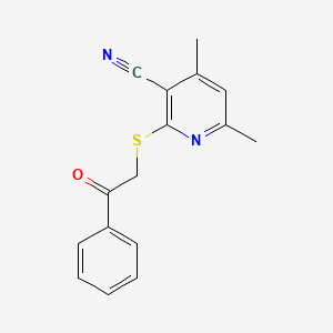 molecular formula C16H14N2OS B11112079 4,6-Dimethyl-2-[(2-oxo-2-phenylethyl)sulfanyl]pyridine-3-carbonitrile 