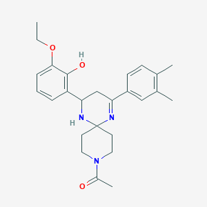 molecular formula C26H33N3O3 B11112106 1-[2-(3,4-Dimethylphenyl)-4-(3-ethoxy-2-hydroxyphenyl)-1,5,9-triazaspiro[5.5]undec-1-EN-9-YL]ethanone 